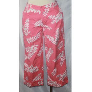 Izod Petite Pink Tropical Floral Twill Mid-Rise Capri Pants Size 4P